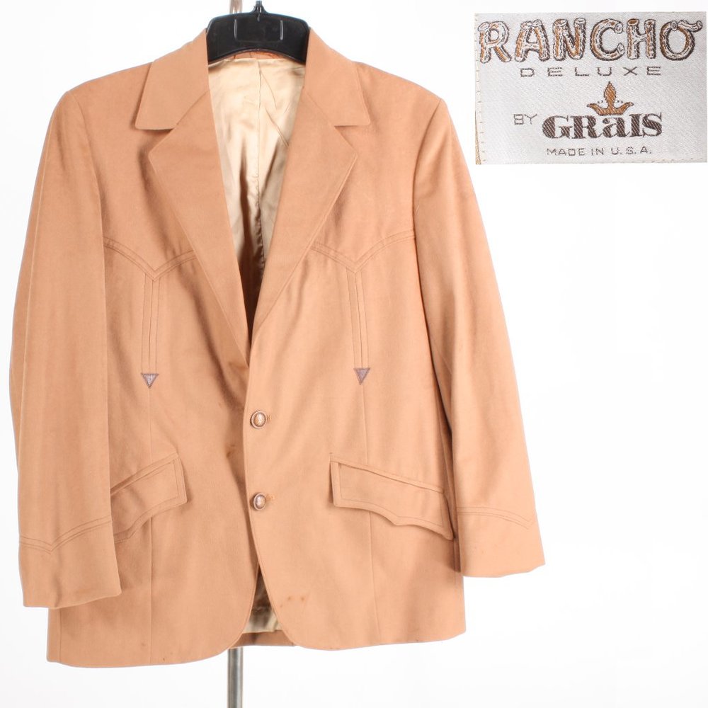 40 Vintage GRAIS RANCHO Jacket 1970s Mens Tan Western Rockabilly Light Coat USA